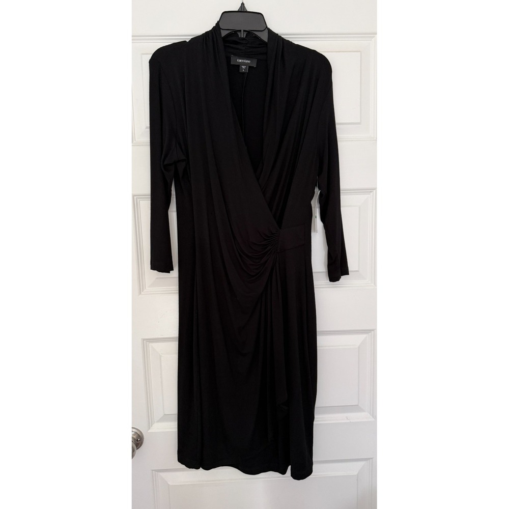 Karen Kane Cascade Dress Women's L Black LBD Lifestyle Basics Made in USA